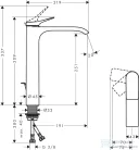 Hansgrohe VIVENIS 250 hidegindításos, magasított mosdó csaptelep automata leeresztővel, matt fekete 75044670