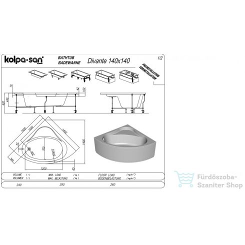 Kolpa San Divante 140x140 kád 753700