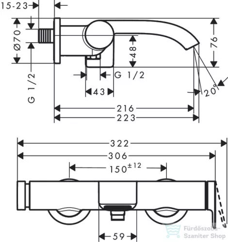 Hansgrohe VIVENIS kádtöltő csaptelep, zuhanyszett nélkül, matt fekete 75420670