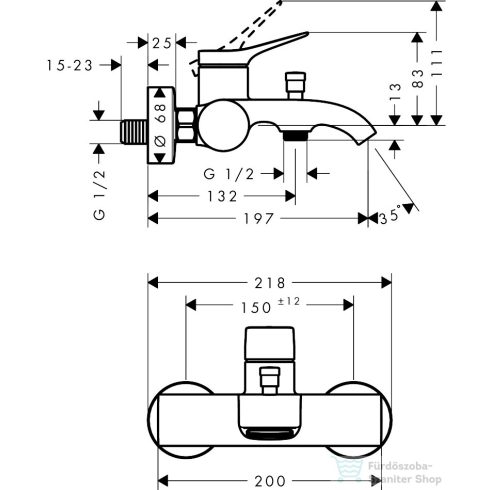 Hansgrohe VIVENIS  kádtöltő csaptelep zuhanyszett nélkül, szálcsiszolt bronz 75423140