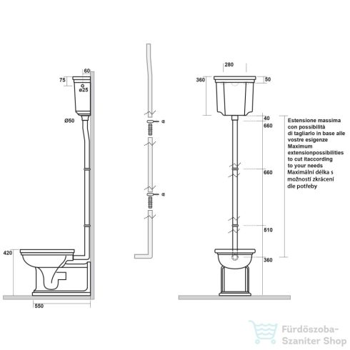Sapho KERASAN WALDORF Összekötő cső, bronz (757393)