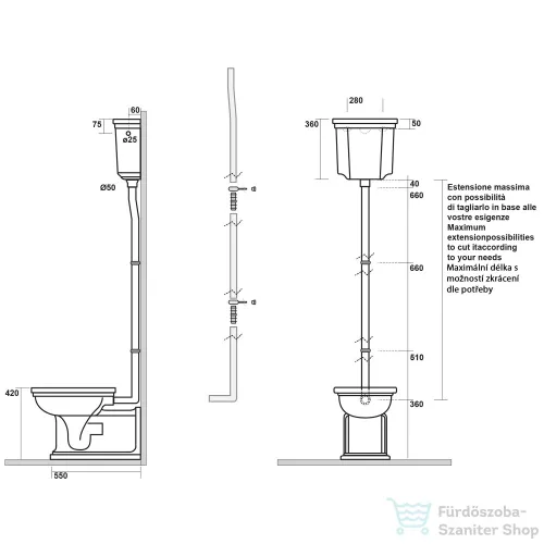 Sapho KERASAN WALDORF Összekötő cső, bronz (757393)