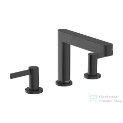   Hansgrohe FINORIS 110 3 üléses mosdó csaptelep click-clack leeresztővel, szálcsiszolt fekete króm 76033340