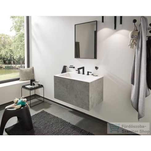 Hansgrohe FINORIS 110 3 üléses mosdó csaptelep click-clack leeresztővel, szálcsiszolt fekete króm 76033340