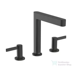   Hansgrohe FINORIS 160 3 üléses mosdó csaptelep click-clack leeresztővel, szálcsiszolt fekete króm 76034340