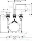 Hansgrohe FINORIS 160 3 üléses mosdó csaptelep click-clack leeresztővel, szálcsiszolt fekete króm 76034340