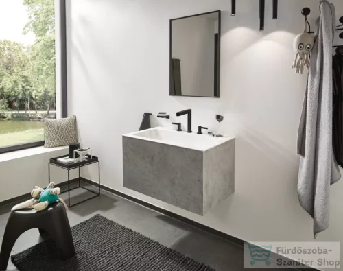 Hansgrohe FINORIS 160 3 üléses mosdó csaptelep click-clack leeresztővel, szálcsiszolt fekete króm 76034340