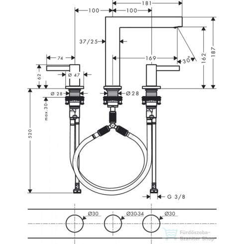Hansgrohe FINORIS mosdó csaptelep 160, klik-klak leeresztővel, matt fekete 76034670