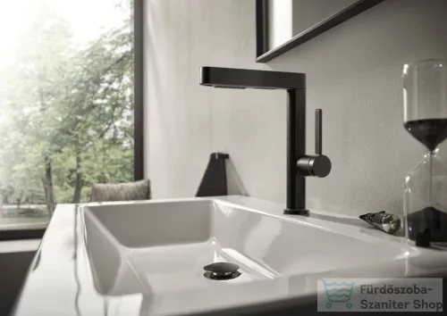 Hansgrohe FINORIS 230 2 Jet mosdó csaptelep kihúzható kifolyóval, click-clack leeresztővel, szálcsiszolt fekete króm 76063340