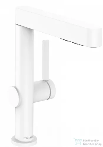 Hansgrohe FINORIS egykaros mosdó csaptelep 230, kihúzható kifolyóval, 2 jet és klik-klak leeresztővel, matt fehér 76063700