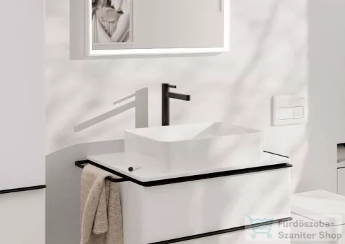 Hansgrohe FINORIS 260 hidegindításos, magasított mosdó csaptelep click-clack leeresztővel, szálcsiszolt fekete króm 76072340