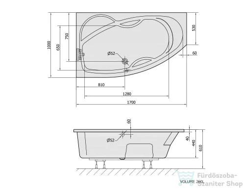 Sapho POLYSAN Mamba kád 170x100x45 cm, bal 76111