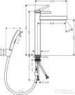 Hansgrohe Finoris magasított mosdócsaptelep 260, bidé kézizuhannyal és 160cm-es gégecsővel,króm 76220000