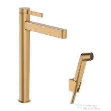   Hansgrohe Finoris magasított mosdócsaptelep 260, bidé kézizuhannyal és 160cm-es gégecsővel, szálcsiszolt bronz 76220140