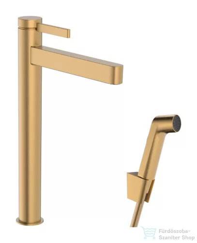 Hansgrohe Finoris magasított mosdócsaptelep 260, bidé kézizuhannyal és 160cm-es gégecsővel, szálcsiszolt bronz 76220140