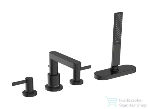 Hansgrohe FINORIS 4 üléses kádperemre szerelhető kád csaptelep, szálcsiszolt fekete króm 76444340