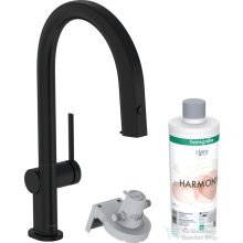   Hansgrohe AQUITTURA M91 vízszűrős mosogató csaptelep 210, kihúzható zuhanyfejjel, 1jet, sBox, indulókészlet, matt fekete 76800670
