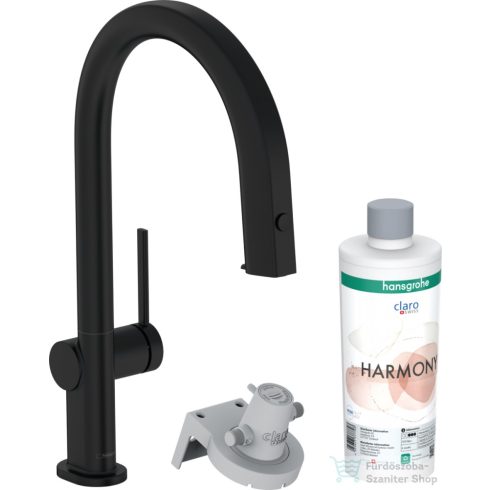 Hansgrohe AQUITTURA M91 vízszűrős mosogató csaptelep 210, kihúzható zuhanyfejjel, 1jet, sBox, indulókészlet, matt fekete 76800670