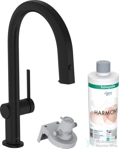 Hansgrohe AQUITTURA M91 vízszűrős mosogató csaptelep 210, kihúzható zuhanyfejjel, 1jet, sBox, indulókészlet, matt fekete 76800670