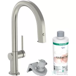   Hansgrohe AQUITTURA M91 vízszűrős mosogató csaptelep 210, kihúzható zuhanyfejjel, 1jet, sBox, indulókészlet, nemesacél felület 76800800