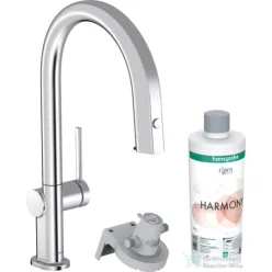   Hansgrohe AQUITTURA M91 vízszűrős konyhai csaptelep 210, kihúzható zuhanyfejjel, 1jet, indulókészlettel,króm 76801000