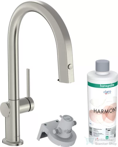 Hansgrohe AQUITTURA M91 vízszűrős mosogató csaptelep 210, kihúzható zuhanyfejjel, 1jet, indulókészlet, nemesacél felület 76801800