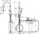 Hansgrohe AQUITTURA M91 vízszűrős mosogató csaptelep 210, kihúzható zuhanyfejjel, 1jet, króm 76803000