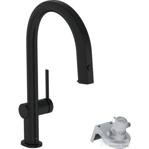 Hansgrohe AQUITTURA M91 vízszűrős mosogató csaptelep 210, kihúzható zuhanyfejjel, 1jet, matt fekete 76803670