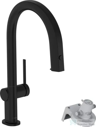 Hansgrohe AQUITTURA M91 vízszűrős mosogató csaptelep 210, kihúzható zuhanyfejjel, 1jet, matt fekete 76803670