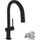Hansgrohe AQUITTURA M91 vízszűrős mosogató csaptelep 210, kihúzható zuhanyfejjel, 1jet, matt fekete 76803670