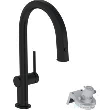   Hansgrohe AQUITTURA M91 vízszűrős mosogató csaptelep 210, kihúzható zuhanyfejjel, 1jet, sBox, matt fekete 76826670