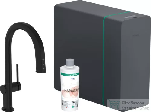 Hansgrohe Aqittura M91 210 mosogató csaptelep és szóda készítő kihúzható zuhanyfejjel,1 jet,sBox,matt fekete 76836670