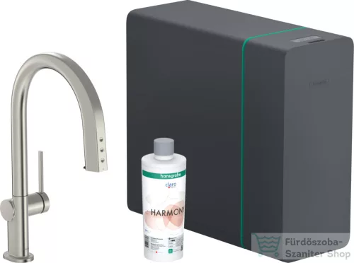 Hansgrohe Aqittura M91 210 mosogató csaptelep és szóda készítő kihúzható zuhanyfejjel,1 jet,sBox,rozsdamentes acél 76836800