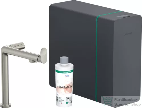 Hansgrohe AQUITTURA M91 vízszűrős mosogató csaptelep és szódakészítő rendszer 240, 1jet, sBox, rozsdamentes acél hatású 76837800