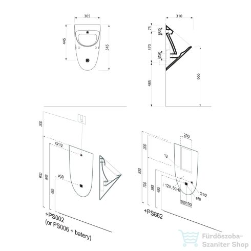 Sapho GSI COMMUNITY piszoár, 31x54,5cm, matt fehér (769509)