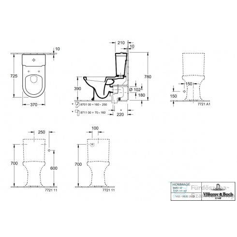 Villeroy & Boch Hommage öblítőtartály króm kombokkal 7721 11 R1 ( 772111R1 )
