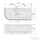 Sapho POLYSAN VIVA R MONOLITH asszimetrikus kád, 170x75x60cm (78119M)