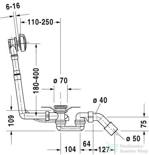 Duravit D-Code le- és túlfolyógarnitúra, króm 790225000001000 ( 790225 )
