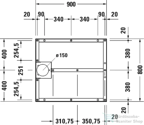 Duravit STONETTO 90x80 cm-es zuhanytálca láb, 80-100 mm, 791100000000000