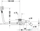 Duravit Quadroval le- és túlfolyógarnitúra, lefolyón keresztül töltő kádtöltővel, króm 791226000001000