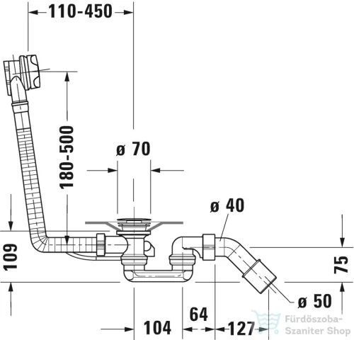 Duravit hosszított automata le- és túlfolyógarnitúra 791287000001000