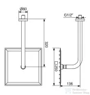 Bugnatese 25x25 cm-es szögletes fejzuhany zuhanykarral,szálcsiszolt nikkel 79137NS