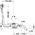 Duravit Accessories Quadroval automata le- és túlfolyógarnitúra,530 mm,792200000001000