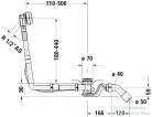Duravit UNIVERSAL Quadroval automata kád le és túlfolyó kádtöltővel, króm 792203000001000