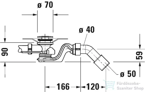 Duravit UNIVERSAL Quadroval automata kád le és túlfolyó kádtöltővel, króm 792203000001000