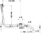 Duravit UNIVERSAL Quadroval automata kád le és túlfolyó, króm 792204000001000
