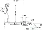 Duravit UNIVERSAL Quadroval automata kád le és túlfolyó kádtöltővel, króm 792205000001000