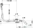 Duravit Accessories Quadroval le- és túlfolyógarnitúra,850 mm,792206000001000