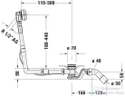 Duravit Accessories Quadroval le- és túlfolyógarnitúra kádfeltöltővel,850 mm,792207000001000
