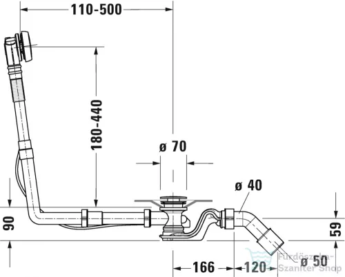 Duravit Accessories Quadroval le- és túlfolyógarnitúra,792208000001000